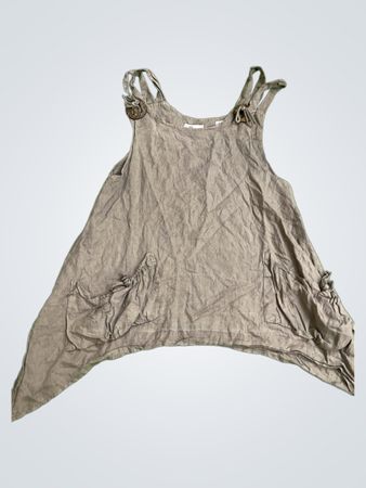 Brown Linen Tunic with Pockets