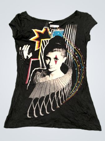 Black Graphic T-Shirt with Clown Design
