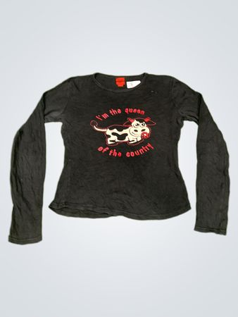 Miss Joy Long Sleeve T-Shirt with Cow Graphic