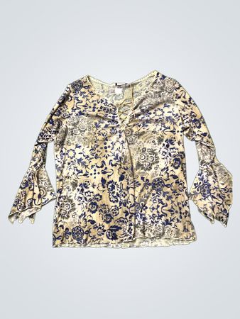 Fashion Bug Women's Floral Print Lace-Up Bell Sleeve Top