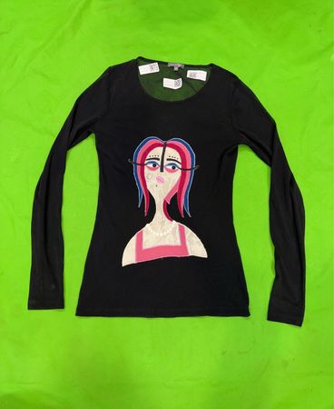 Upcycled Grain de Malice Long Sleeve Top with Graphic Print