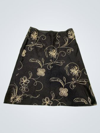 Roberto Verino Black Floral Embroidered Skirt