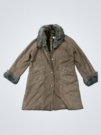Brown Faux Fur Trimmed Coat