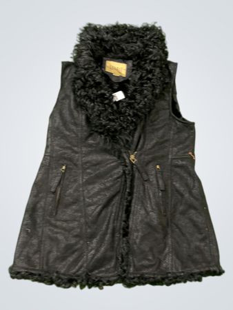STARIT by ST.L Black Faux Leather Fur Trim Vest