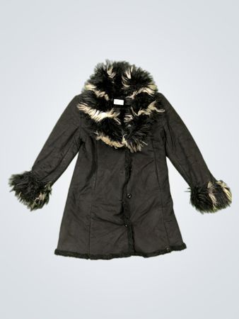 Black Coat with Fur Trim