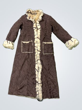 Brown Faux Fur Lined Long Coat