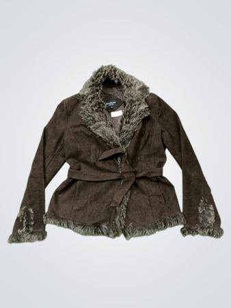 Fascinate Collection Brown Suede & Fur Trimmed Jacket