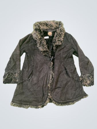 Just Design Women's Faux Fur Trimmed Coat
