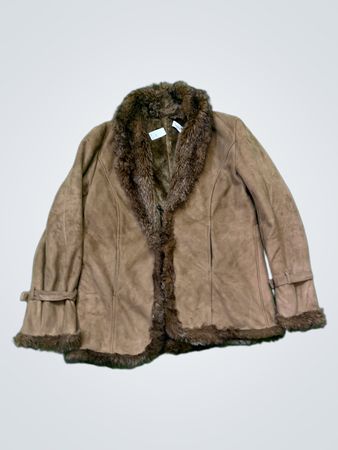 Beatific Collection XXL Fashion Brown Suede Fur Trimmed Jacket