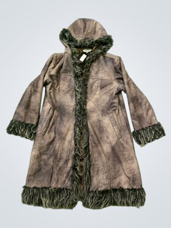 Da Di Peng FASHION Hooded Brown Fur Trimmed Coat