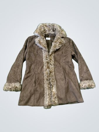Brown Faux Fur Trimmed Coat