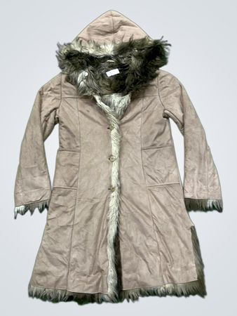 Brown Faux Fur Trimmed Hooded Coat