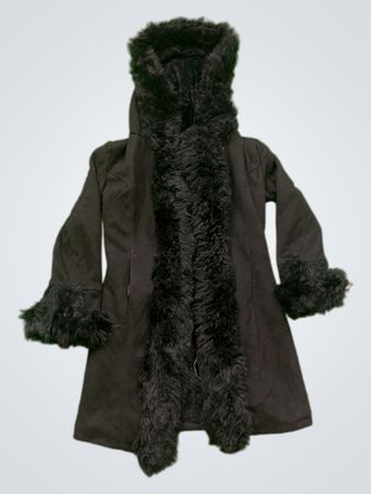 Only Fashion Black Faux Fur Trimmed Coat