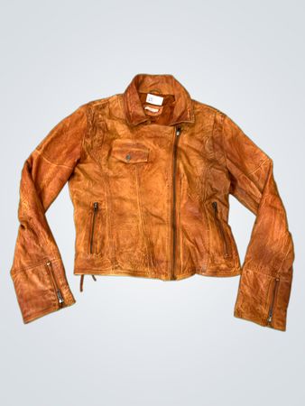 Joe Browns Brown Distressed Leather Biker Jacket