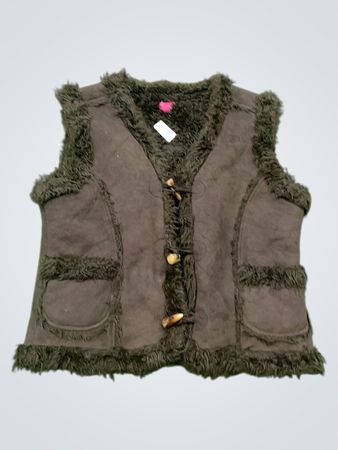 Brown Faux Fur Trimmed Vest