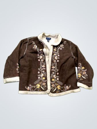 Casual & Co. Embroidered Faux Suede Sherpa Lined Jacket
