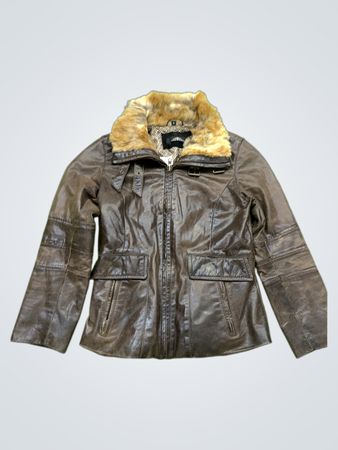 Oakwood Brown Leather Fur Collar Jacket