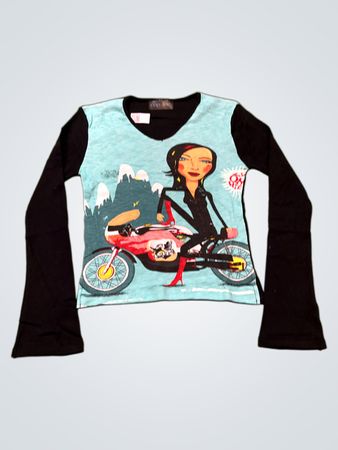 Cop	extéline long sleeve graphic t-shirt with motorcycle graphic