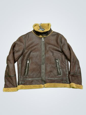 Braune Kunstfell gefütterte Pilotenjacke