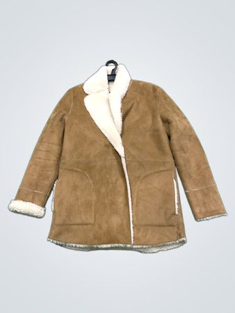 Braune Wildleder-Jacke mit Lammfellfutter