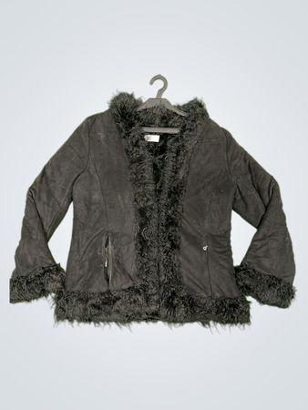 DAMO DONNA Black Faux Fur Trimmed Jacket