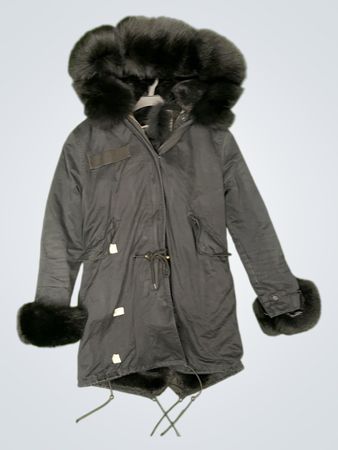 Momomokong Black Fur Hooded Parka