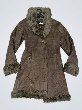 Brown Faux Fur Trimmed Coat