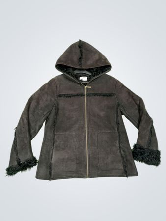 Kapuzejacke mit Kunstfellbesatz