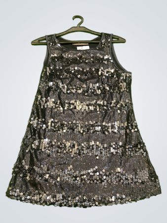 Schwarzes Pailletten-Ärmeloses Kleid