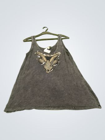 Miss Liberto Damen graues Tanktop mit Pailletten-Adler-Design