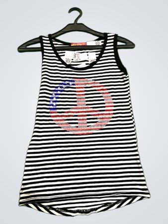 ELLES Girls Gestreiftes Tanktop mit Peace-Zeichen Grafik