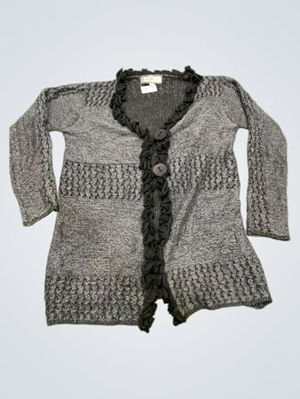 Paco Boutique grauer Cardigan mit Rüschensaum