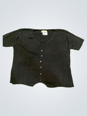 Woodpeckers Collection Damen Schwarze Kurzarm Knopfleiste Cardigan