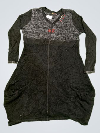 PURPLE ROSE Damen Schwarzes Texturiertes Zip-Up Kleid