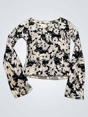 Gexin Women's Long Sleeve Floral Sequin Top