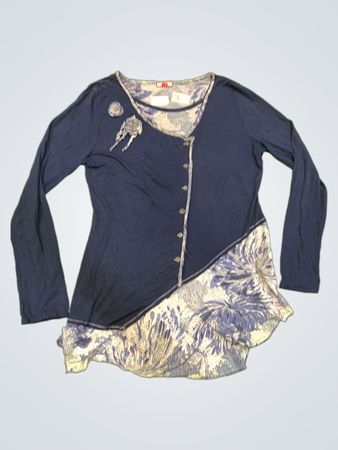 Jan Broons Damen Blau Asymmetrische Druck Tunika Oberteil