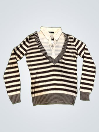 CAROLL Gestreifter Strickpullover mit Kragen