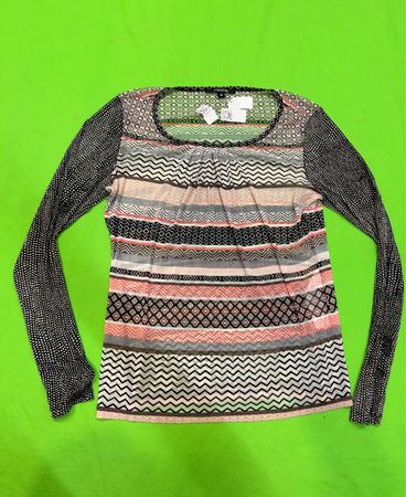 Comma Damen Langarm Geometric Print Top Größe 40