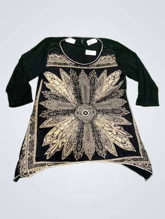 EDISTY Schwarzes Floral Druck Tunikaoberteil