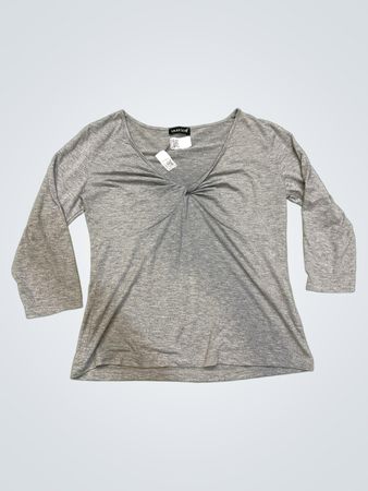 Laura Scott Graues Twist-Front Langarmtop