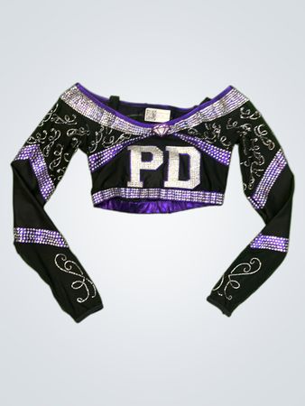 LEVEL5 Schwarz und Lila Cheerleading Top mit "PD" Design