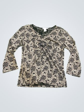 Dressbarn Floral Print Langarm-Top