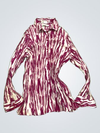 HELENA VERA Damen Lila- und Weiß gestreiftes Button-Up Shirt