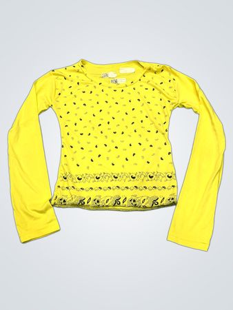 Gelbes Langarmhemd mit Paisley-Muster