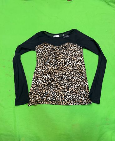 Langarm-Leopardenprint-Oberteil