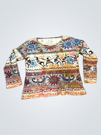 Long Sleeve Top with Native American Inspired Print