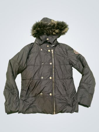 Veste matelassée noire BEL AIR avec capuche en fourrure