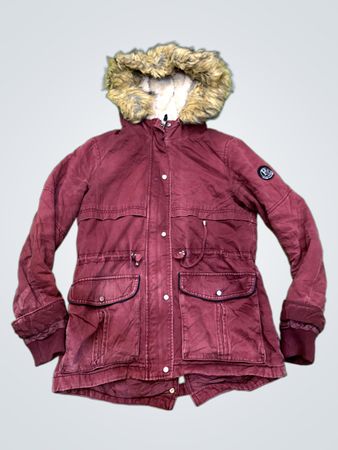 Pimkie Burgunderfarbener Pelz-Kapuzenparka
