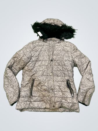 CAMAIEU Damen gesteppte Pufferjacke mit Fellkapuze