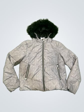Kiabi Graue Daunenjacke mit Pelzkapuze